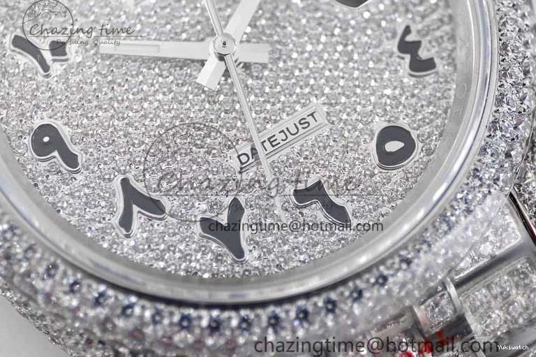 Full Arabic 41 Datejust on Dial Markers Best TWF 1:1 A2824 Edition SS Diamonds Bracelet Jubilee 0103
